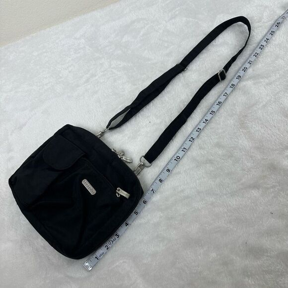 Baggallini Multicompartment Mini Crossbody Bag Purse Solid Black Nylon Travel - Picture 10 of 10